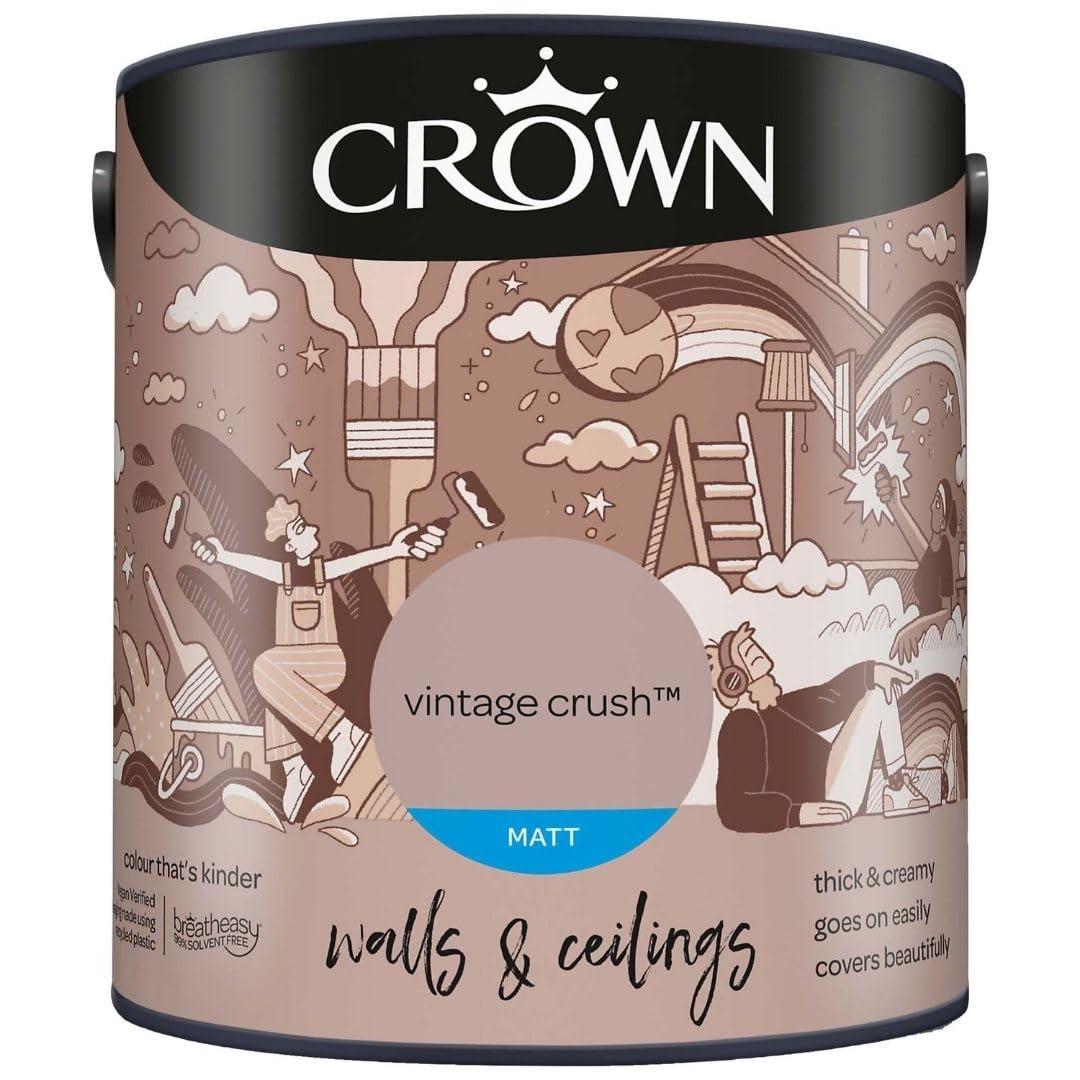 DRW Vintage Crush Matt Emulsion Paint 2.5L | Interior Wall and Ceiling Paint | Smooth Flat Matt Finish | Durable Everyday Room Paint for Living Room Bedroom Hallway and Dining Room