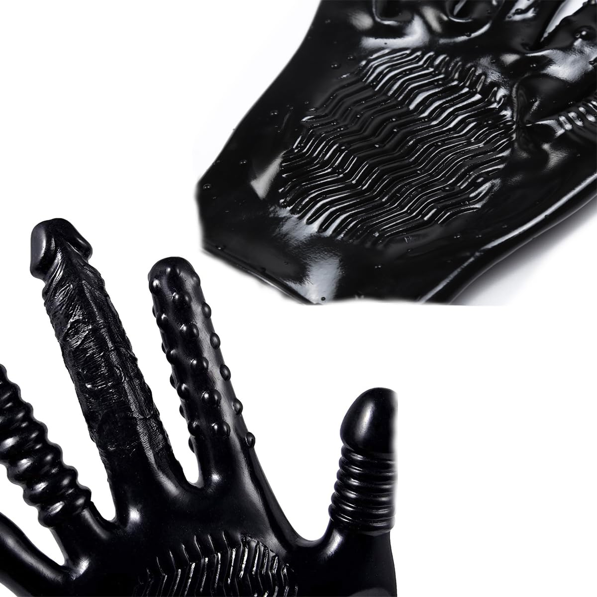 Vibratore per dita medie, dildo vibrante, guanti per masturbazione, impermeabili, in lattice, fetish, guanti multifunzione (1 guanto per la mano destra)