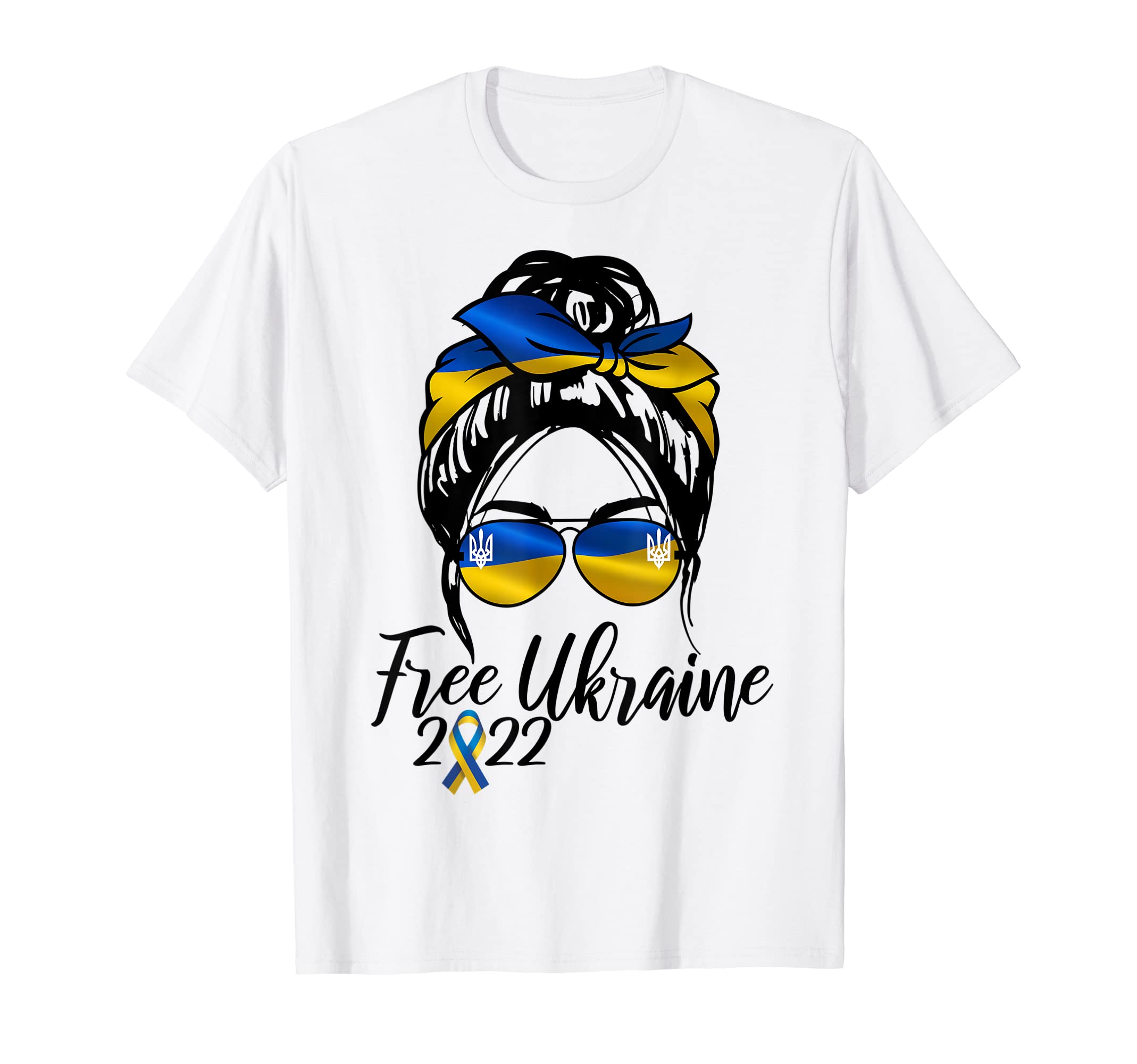 Ukrainian Flag, Messy Bun Free Ukraine Shirt PrideUkrainian Flag, Ukraine Pride Women Messy Bun Free Ukraine T-Shirt
