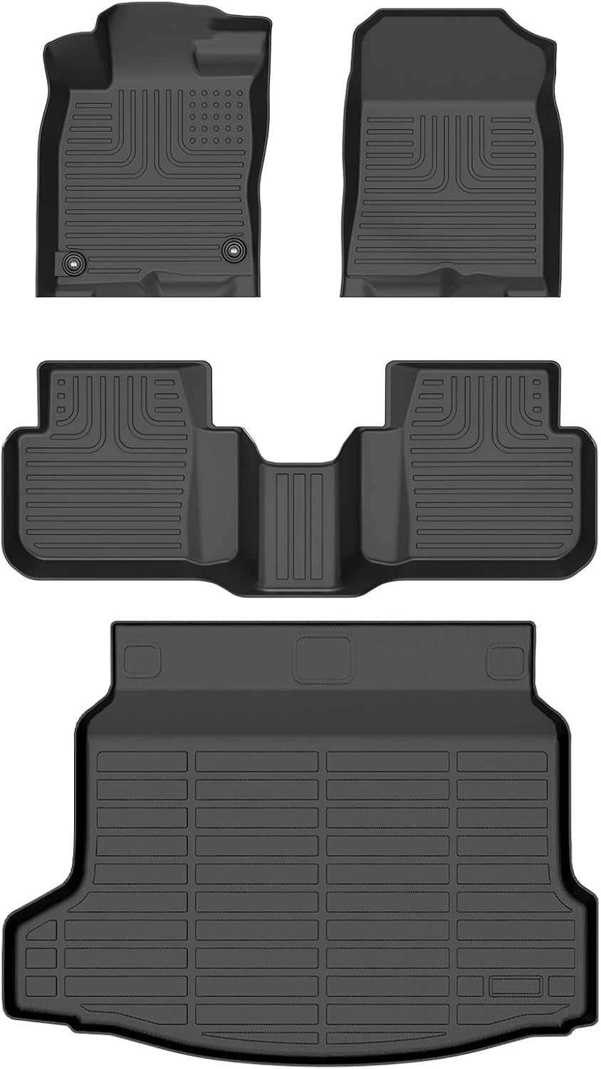 Wayhigh-All Weather Floor Mats & Cargo Liner Set for Civic Hybrid Hatchback 2025,Custom Fit TPE Heavy Duty Car Mats Civic Hybrid Accessories - Black 47)For Honda Civic Hybrid 2025 | Floor Mats & Cargo Liner
