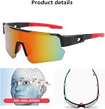 MUSELK Lunettes de soleil de sport pour homme et femme - Lunettes de soleil polarisées pour activités de plein air, VTT, vélo de route, cyclisme, ski, lunettes de soleil avec UV400 - 6
