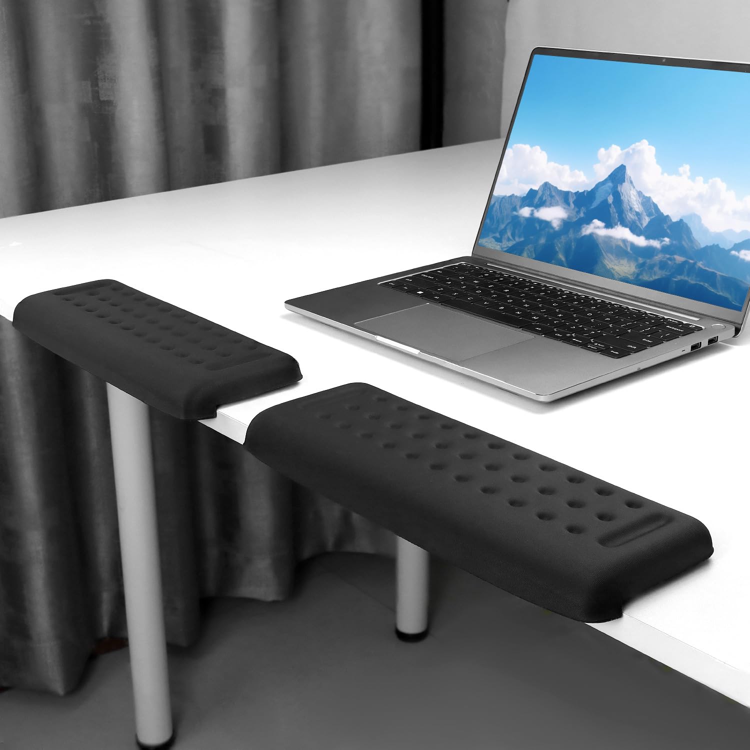 QWORK® 2 Pezzi Poggiapolsi Tastiera Ergonomici a Forma di L - Memory Foam, Base Antiscivolo