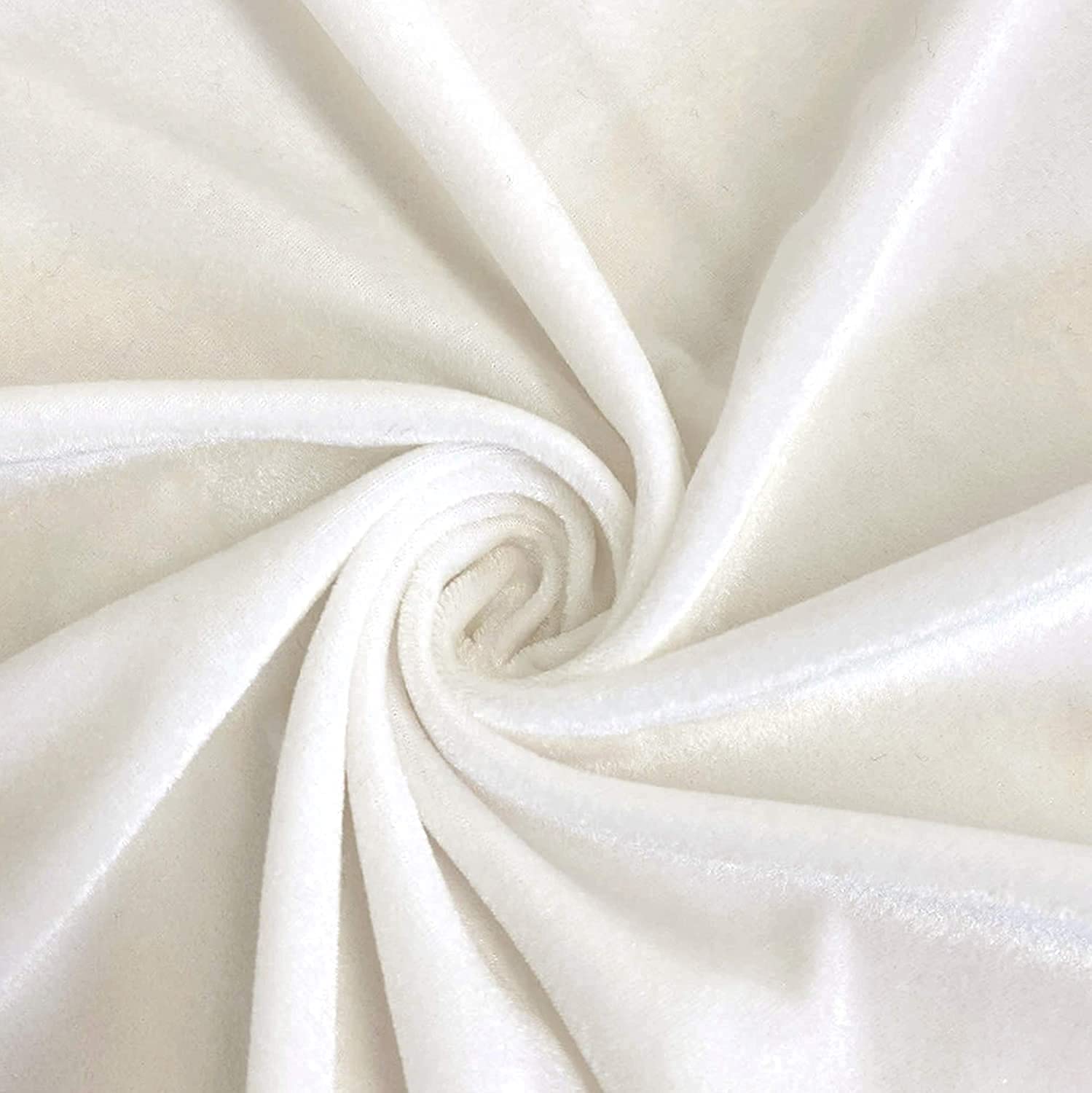 SHENKY Velvet Solid Dyed Fabric Decorative Soft Smooth Silky Cloth for Sofa, Furnishing, Upholstery, Curtains, Cushions and Craft 100 x 140 cm (3 Meter, Cream White)