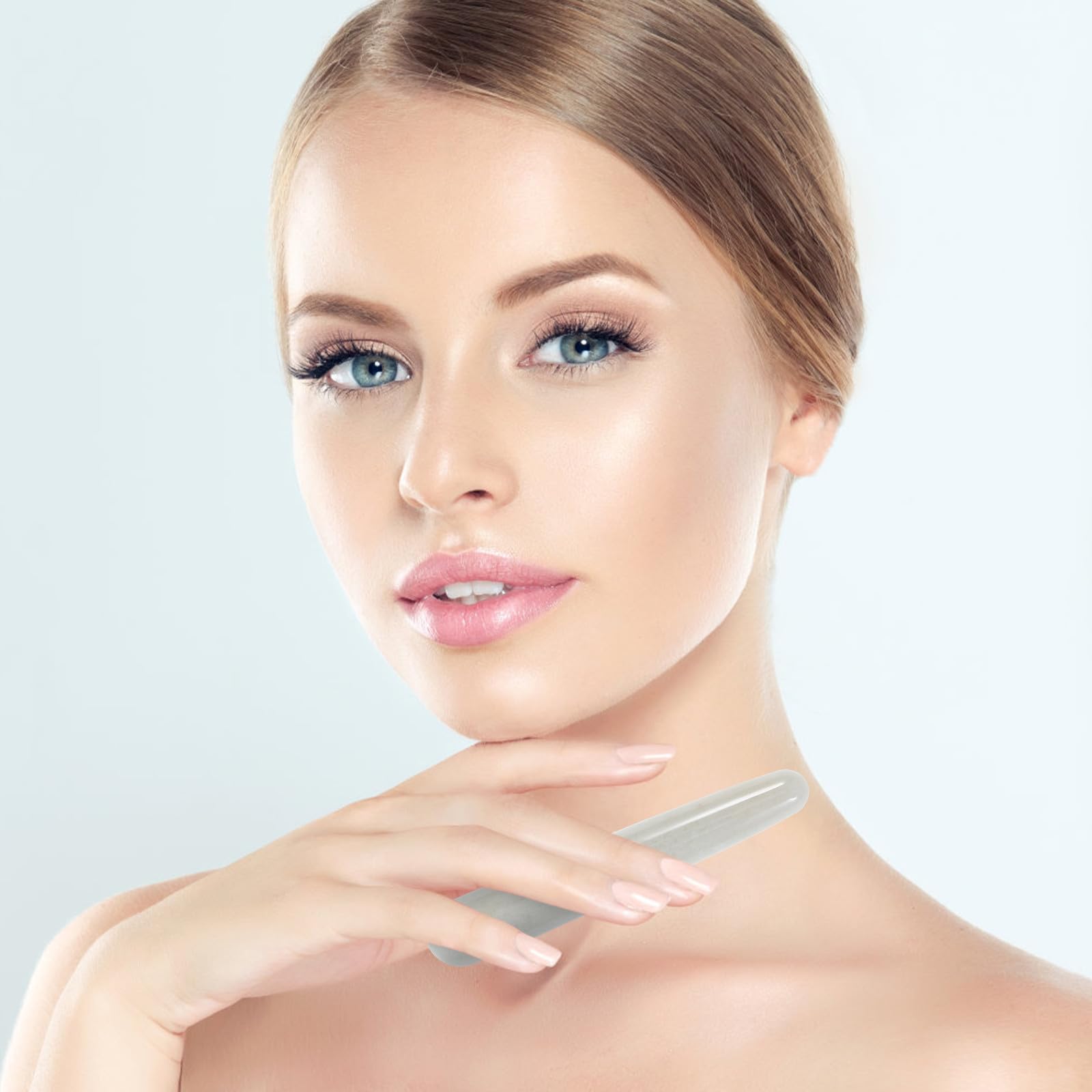 Gadpiparty Masajeador Facial de Jade Portátil Diseño Exquisito para Alivio de Migrañas y Cuidado Antiedad en Viajes y Música