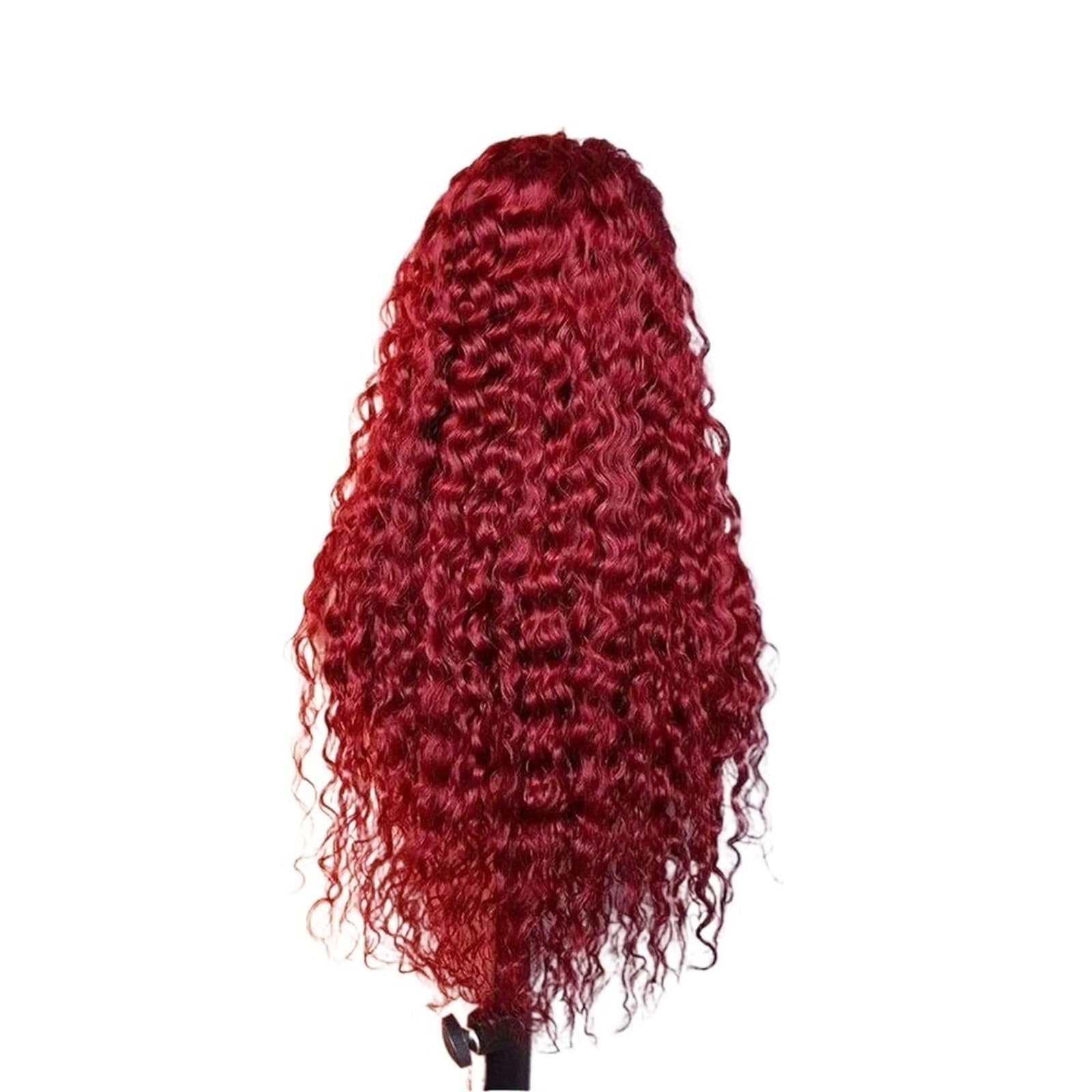 Parrucca Per Donna Parrucca anteriore in pizzo a onda profonda con capelli umani prepizzicati color bordeaux(38inches)