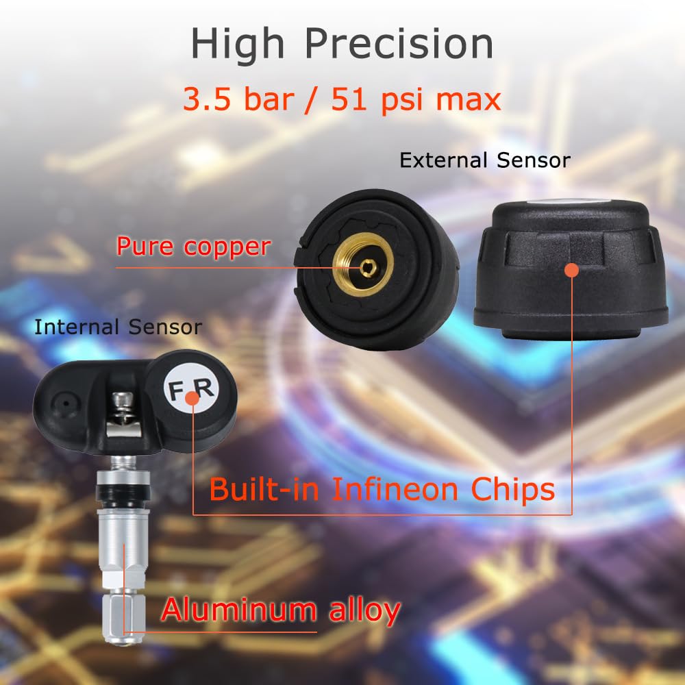 Tpms Sistema di monitoraggio della pressione degli pneumatici for auto a energia solare Sistemi di allarme di sicurezza for auto Avviso di temperatura della pressione degli pneumatici Pressione Pneuma