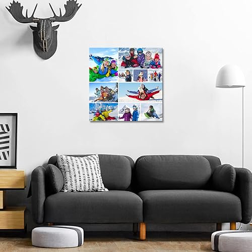 Miniatura 2 de LZIMU Collage de múltiples fotos, lienzo personalizado para pared, impresión personalizada con tu foto sobre lienzo, regalo de collage de fotos