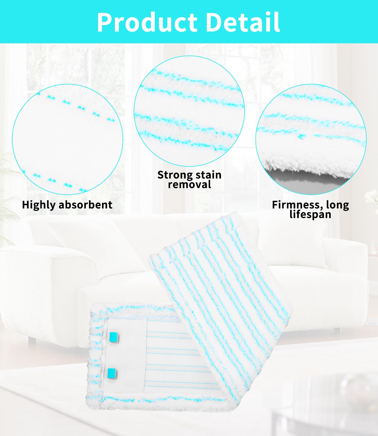3 sztuki wymiennych nakładek na mopy Profi XL Micro Duo/Profi XL Cotton Plus ze wszystkimi uchwytami, odpowiednie do wszystkich podłóg, wymienne nakładki z mikrofibry do mopów Leifheit