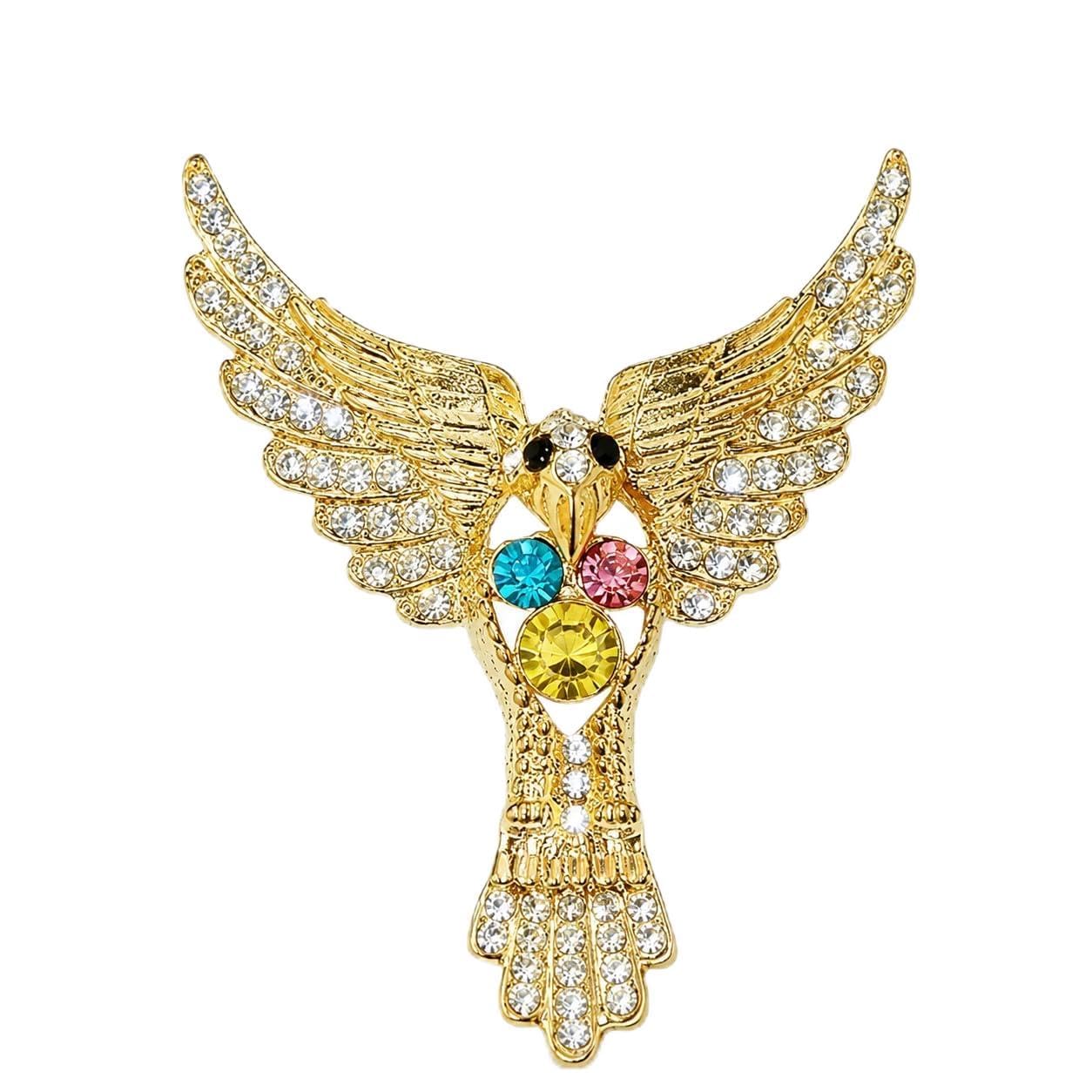 Mens Suit Eagle Lapel Pin Multicolor Brass Crystal Brooch For Men And Women-image-33