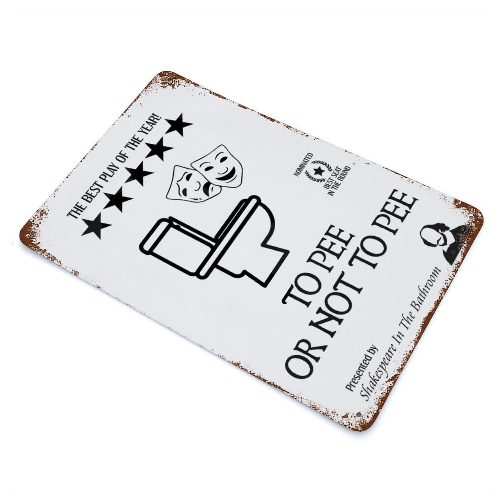 Funny Bathroom Weathered Tin Sign 11.8"x7.9", Ideal for Basement, Hobby Room And Garage Decor