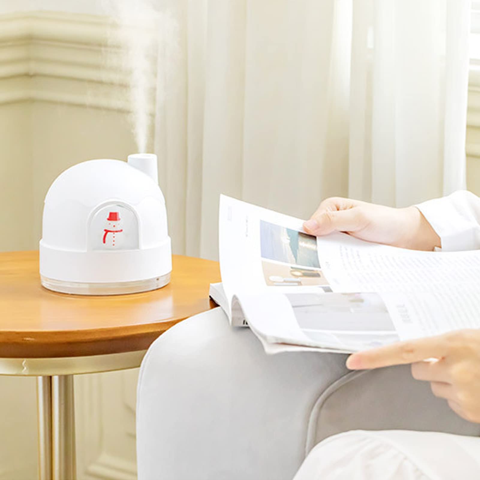 Humidificador de niebla fría con luz nocturna, humidificadores ultrasónicos silenciosos for dormitorio, apagado automático, lindos humidificadores con diseño de casa de nieve for bebés, guardería, tod