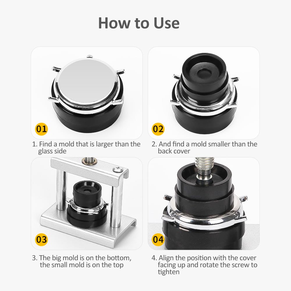 13 stks Horloge Druk Tool Set Back Case Dichter met 12 stks Sterft voor Horloge Reparatie Tool Legering Druk Glas Spiegel Horloge Case Druk Reparatie Set