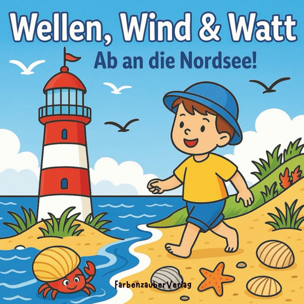 Wellen, Wind & Watt: Fröhliches Malbuch für kleine Nordseefans
