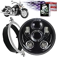 Vista 1 de SLK-Lights VTX 5 3/4 pulgadas LED Daymaker Kit de faros delanteros negros - Soporte y hardware - Plug & Play - Compatible con modelos Honda VTX 1300