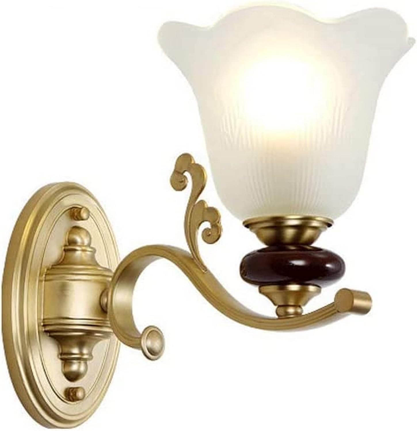 ASerZenith Wall Light European-Style Wall Lamp, All-Copper American Retro Living Room Background Wall Lighting Fixture,E27 Lamp Holder Wall Sconces Lighting Bedside Decor,Single Head
