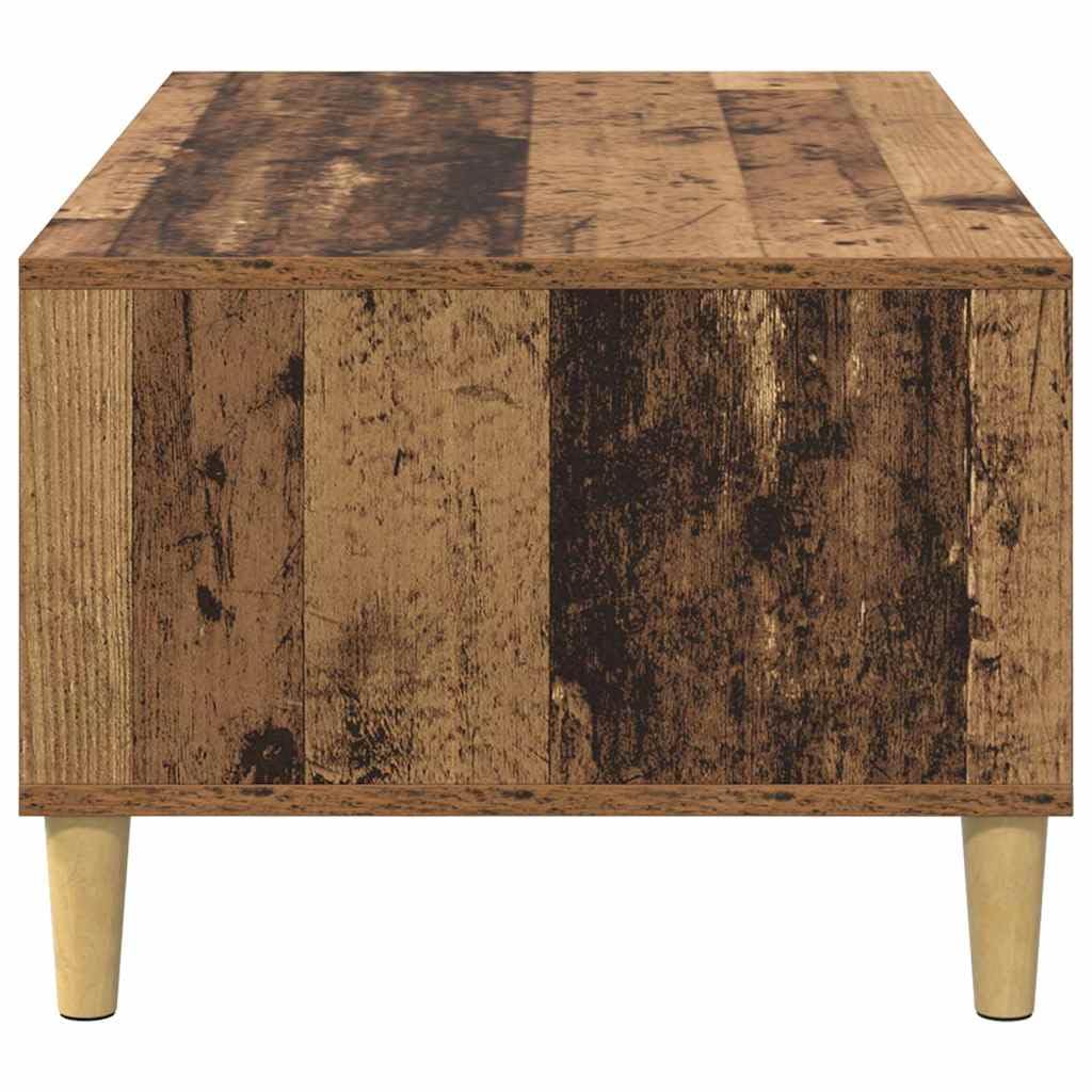 Tavolino da salotto legno vecchio 90 x 50 x 26,5 cm con cassetto e ripiani, mobiletto contenitore salvaspazio per soggiorno, camera, ufficio, design moderno vintage industriale
