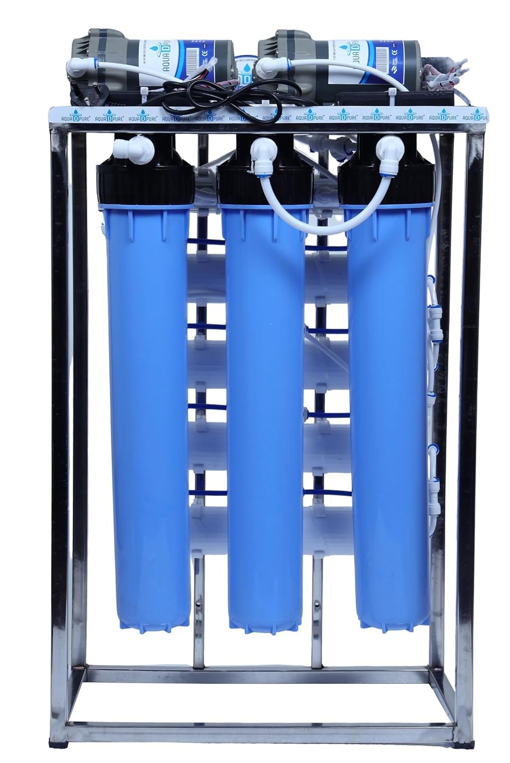 aqua d pure 50 lph commercial ro + uv water purifier with double pump purification and fully automatic function, tds adjuster, dust protective cover, blue