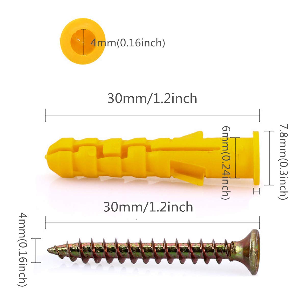 M6 x 30 / M8 x 40 Plastic Wall Screw Anchor Plugs with Self-Tapping Screws (M6 x 30) (Pack of 2)