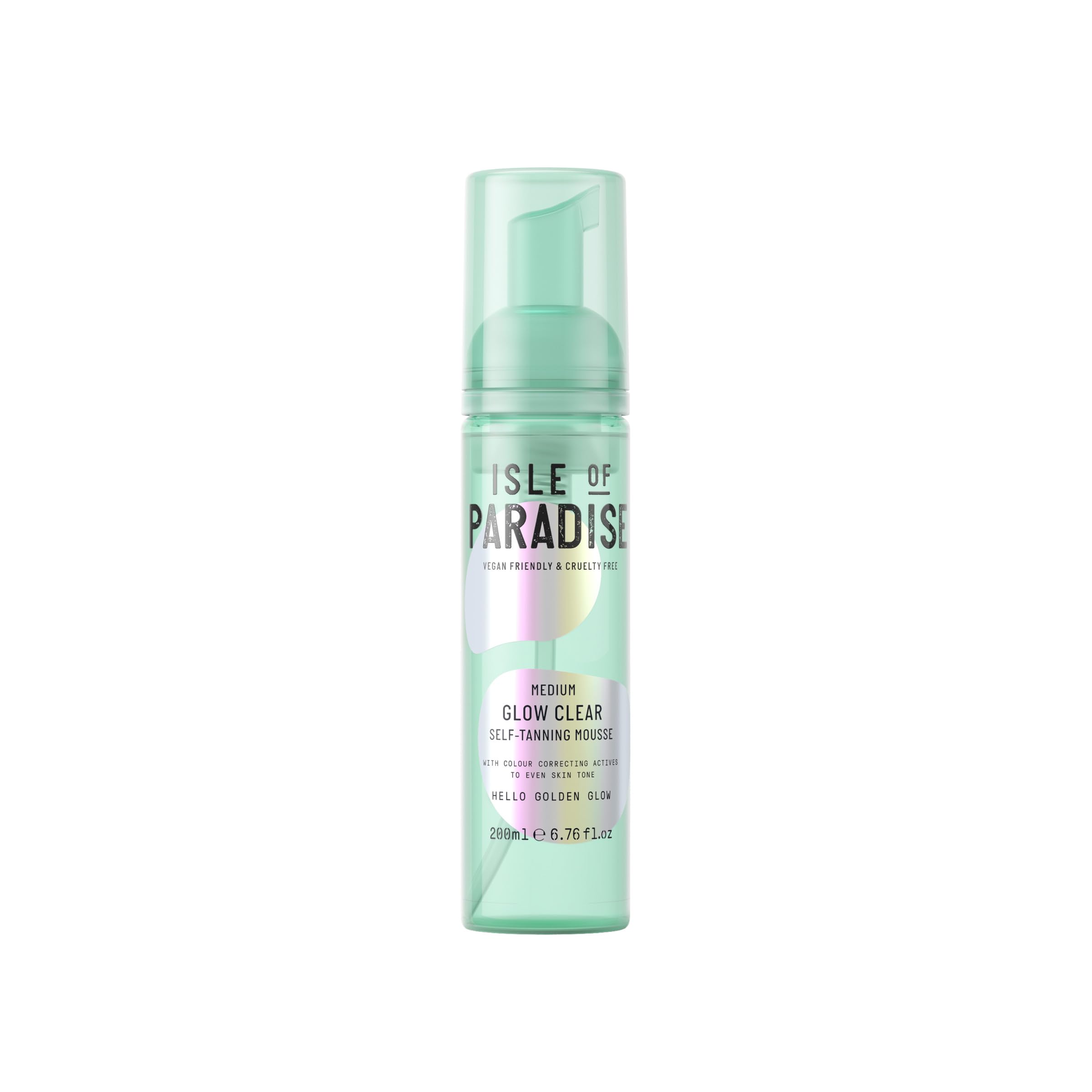 Isle of Paradise Glow Clear Self Tanning Mousse - Color Correcting Tanning Foam, Vegan and Cruelty Free, 6.76 Fl Oz