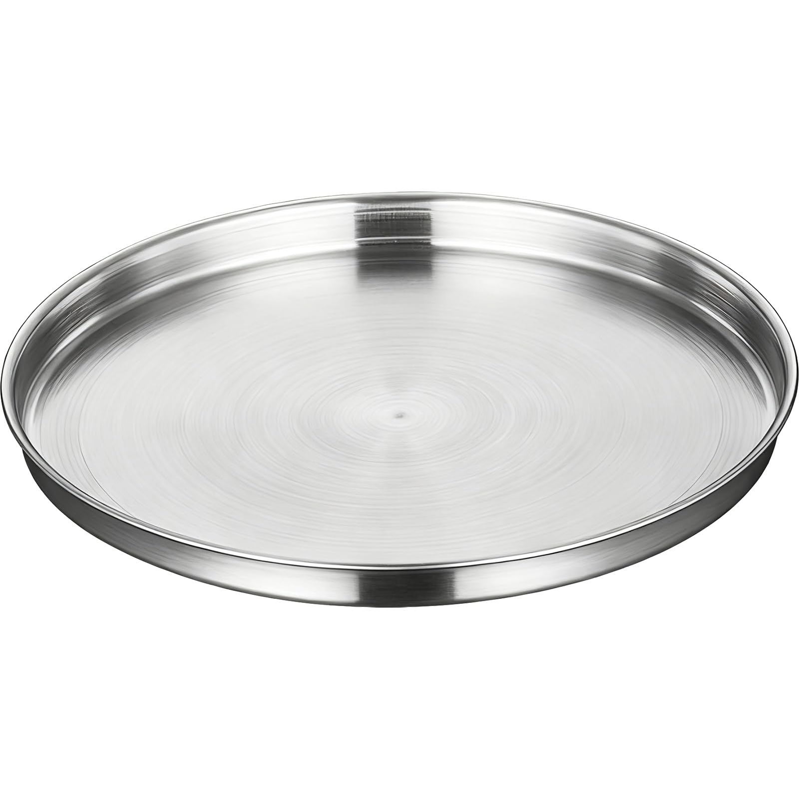 Vassoio rotondo in metallo 201, in acciaio inox spazzolato, finitura opaca, ideale per casa, cucina, ristorante, bar, uso esterno (argento, 22 cm)