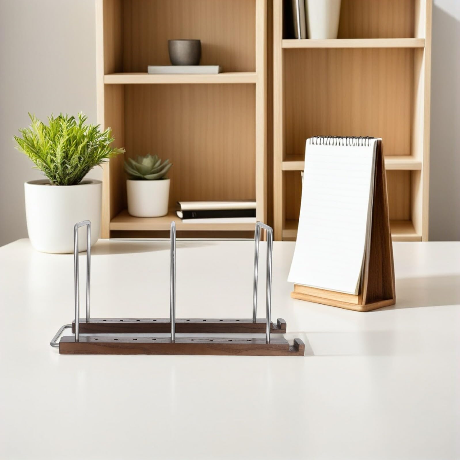 Yardenfun Supporto per Vinili e CD in Legno e Acciaio Inox Design Vintage Elegante, Salvaspazio per Soggiorno e Studio, Mensola da Tavolo per Album e Dischi
