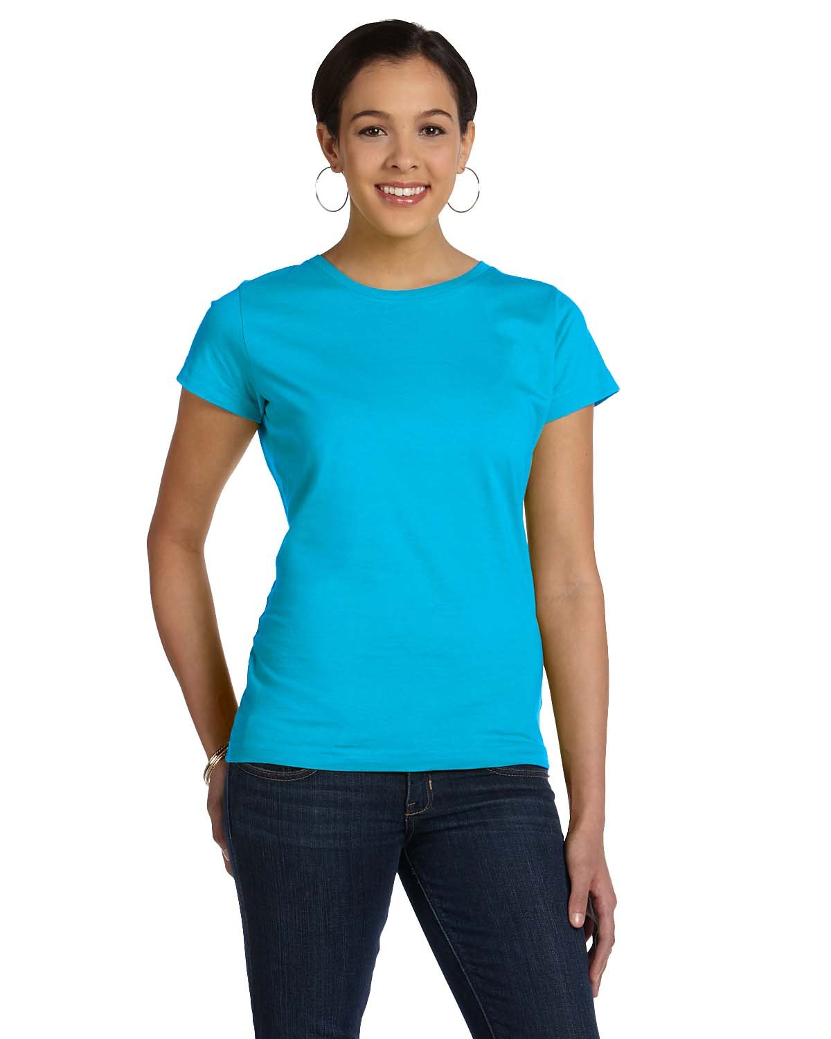 LAT Women 100% Cotton Jersey Crew Neck Short Sleeve Tee (3516)