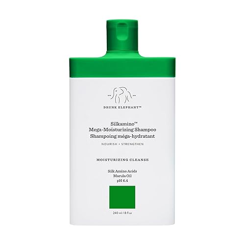 Drunk Elephant Silkamino Mega-Champú hidratante - 8.1 fl oz/8 fl oz - Aminoácidos de seda - Clínica limpia - Sin sulfatos - Libre de crueldad -