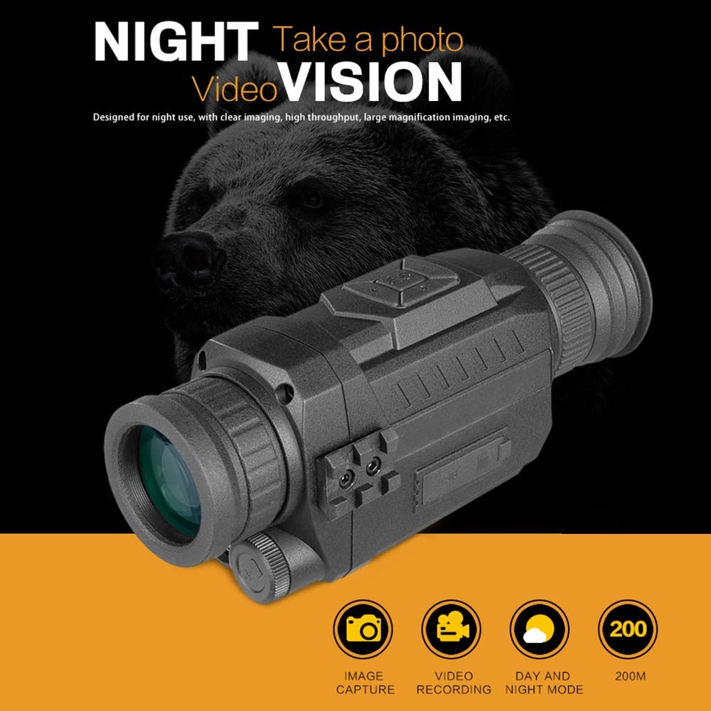 Digital Night Vision Monocular, Infrared Night Vision Goggles, with 1.54 Inch Screen, 200m/656ft Viewing Distance, for Hunting Camping
