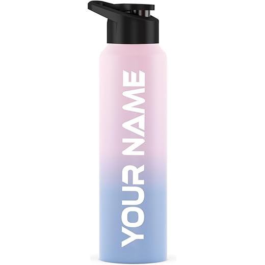 Speedex Stainless Steel Customized Sipper Water Bottles with Name 1Ltr, Gifts for Men, Women, Boys, Girls & Kids, Customised Name Bottle for Birthdays, Anniversaries Pink & Blue 1000ml (Set of 1)