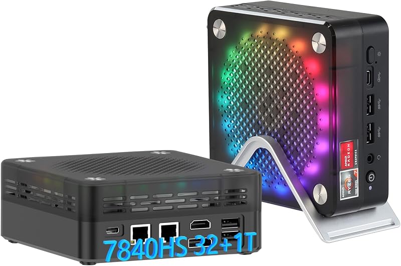 AWOW Mini Gaming PC AMD Ryzen 7 7840HS 32GB DDR5 1TB SSD Radeon 780M 4K