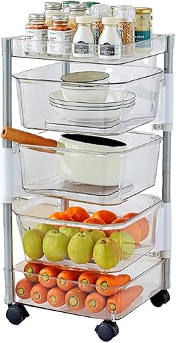 OnDisplay Torre giratoria de varios niveles para almacenamiento organizador de cocina baño lavandería carrito de utilidad cinco niveles