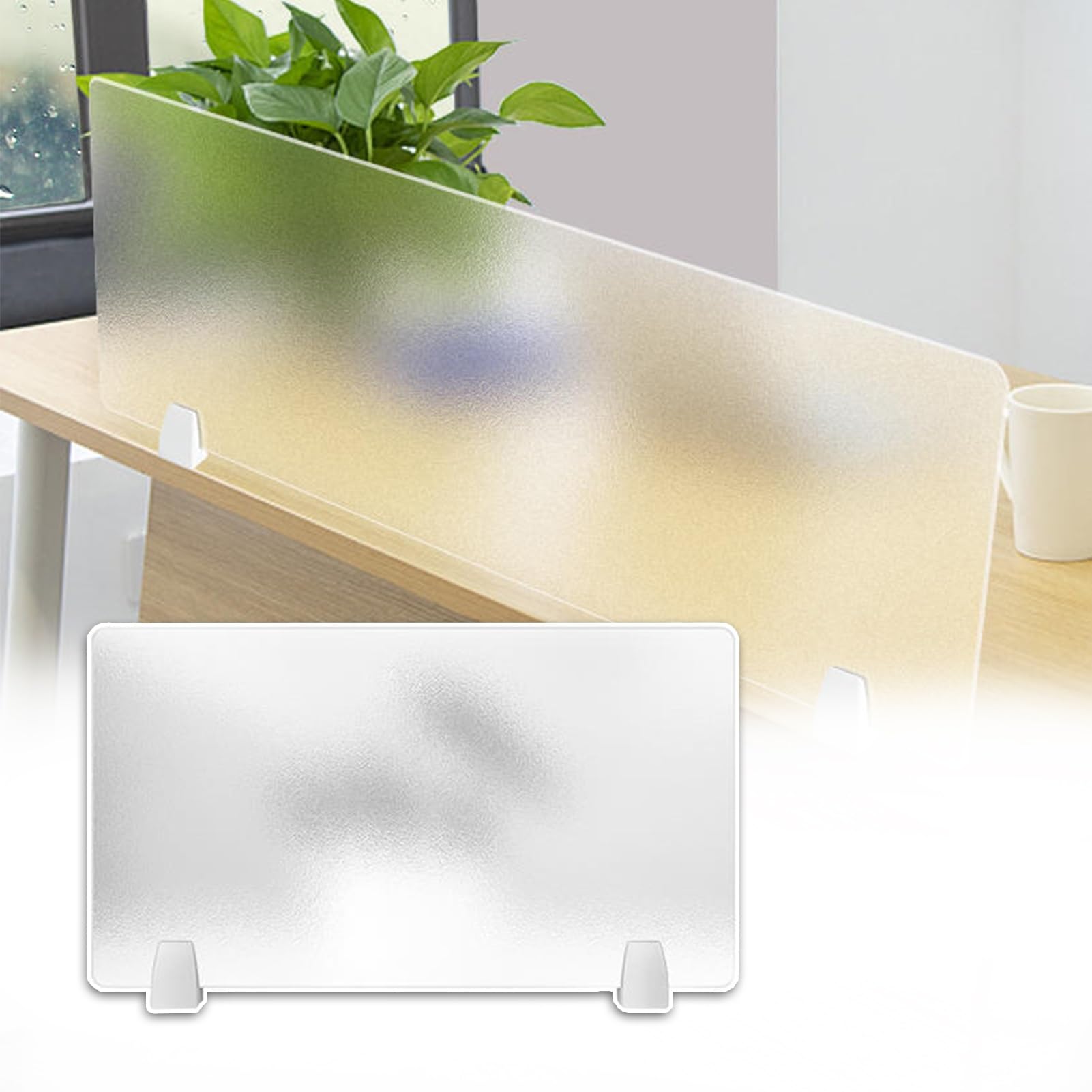 LWJSOCP Acrylic Desk Divider Privacy Screen with Clamps Frosted Free Standing Desktop Partition for Reducing Noise and Visual Distractions 60x40cm (23.6x15.7in)