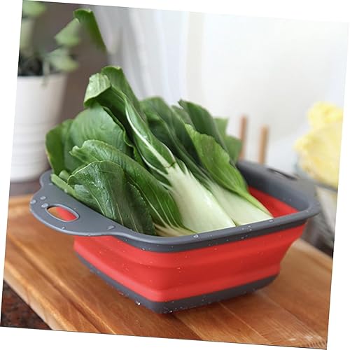 Miniatura 9 de Cesta de drenaje telescópica plegable multiusos para frutas y verduras para el hogar, cocina, diseño rojo práctico para una fácil organización