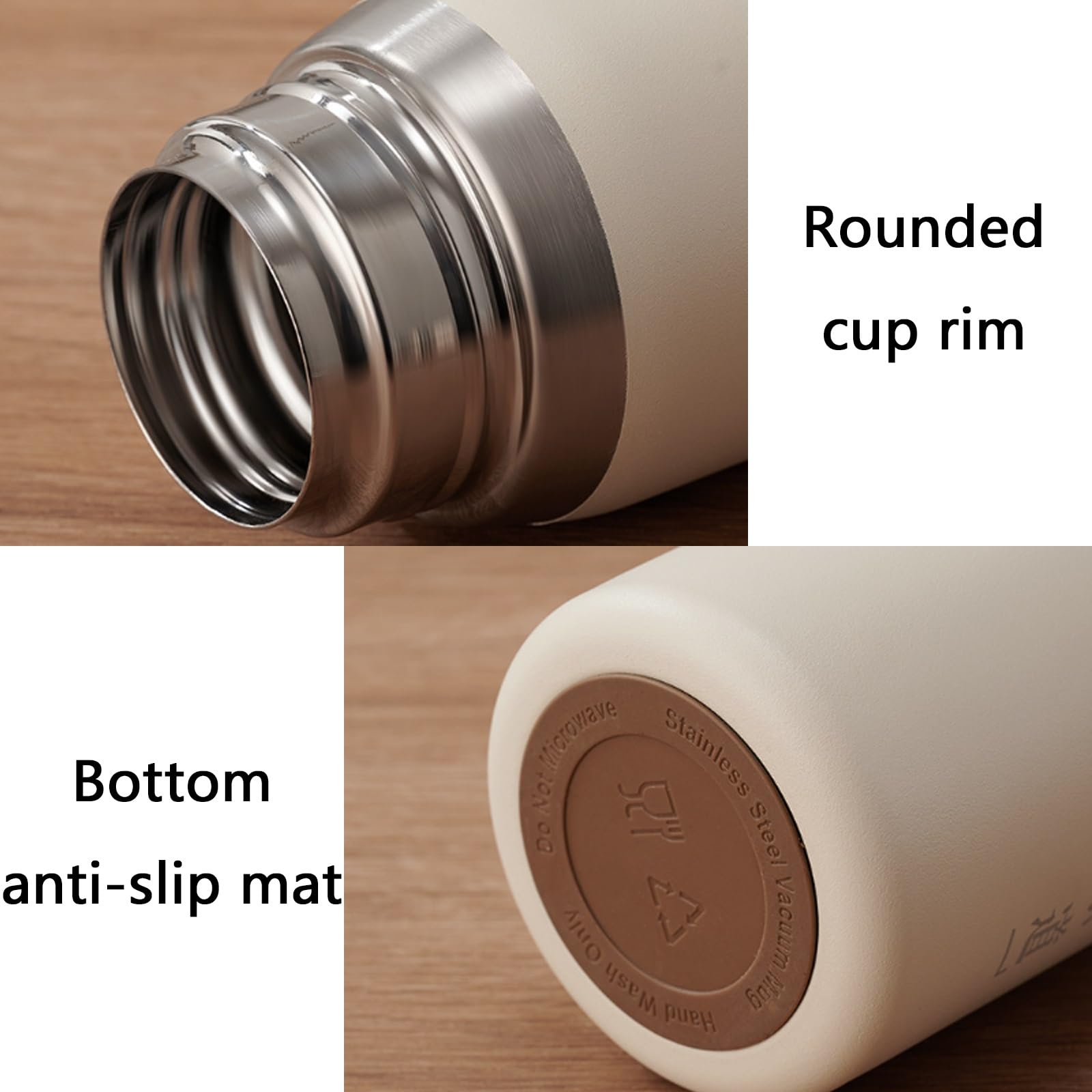 Taza Termo, Vaso Termico Cafe, Sellada y A Prueba de Fugas, Desmontable y Fácil de Limpiar, Apta para Bebidas Frías y Calientes(White,23.5cm/9.2in)