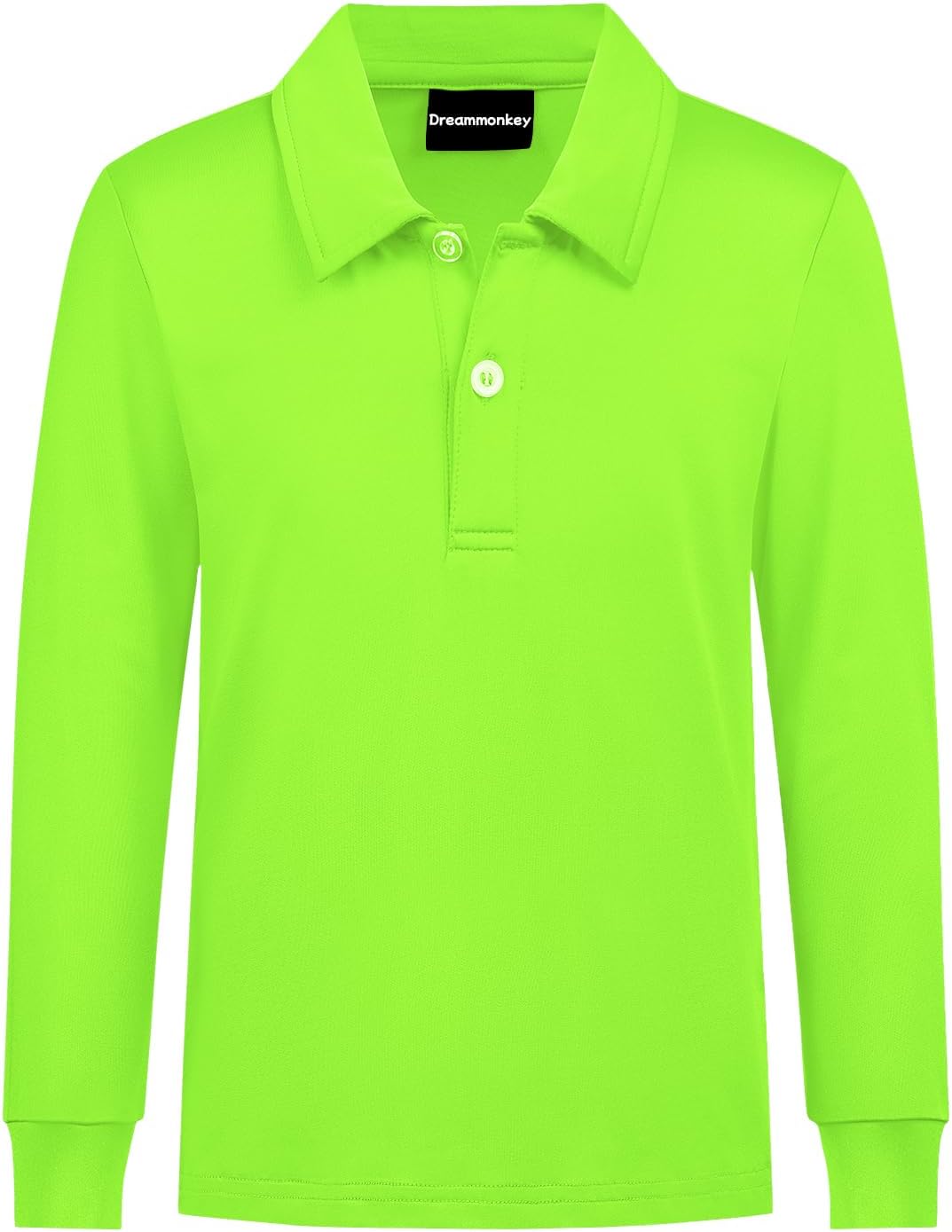 Dreammonkey Toddler to Youth Boys' Performance Polo Kids Neon Collared Golf Shirts Long Sleeve School Uniform