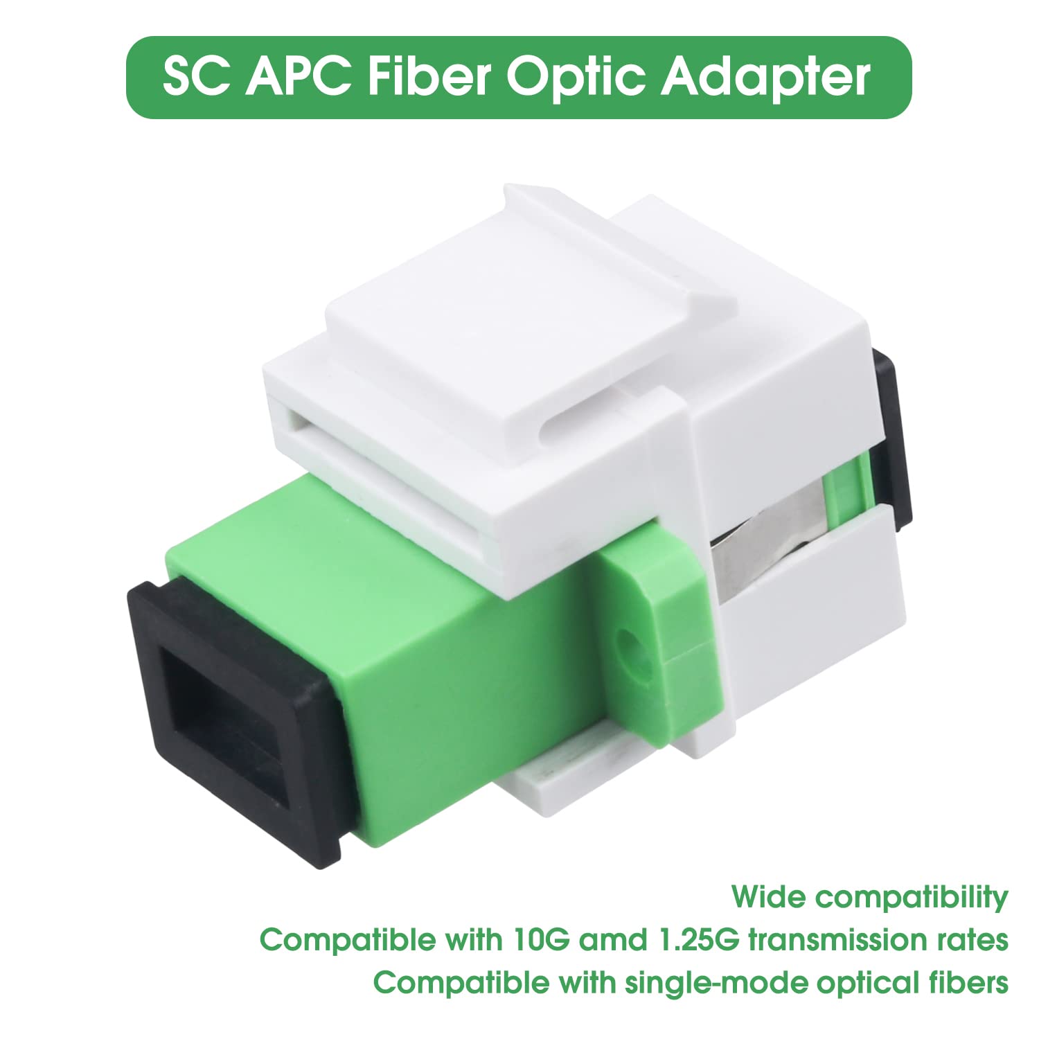 Lot de 50 coupleurs de fibre optique SC/APC Keystone Jack modulaire pour panneaux de brassage et plaques murales, adaptateur de câble à fibre optique SC monomode