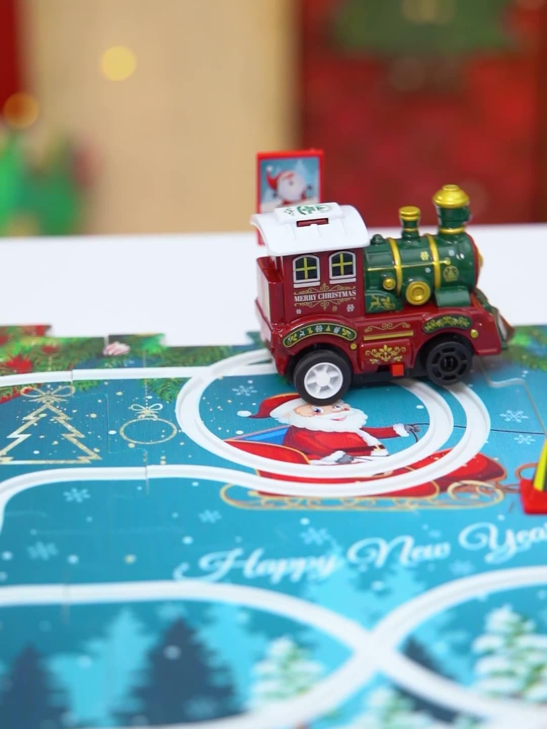 DIY Christmas Train Track Building Kit, Electric Retro Train, Jigsaw Puzzle Rail Car Toy for Kids