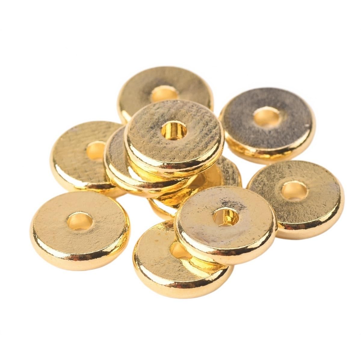 JINFEUGE Solid Brass Metal Platedd Color Rosed Color Flat Round 4Mm 6Mm 8Mm 10Mm 12Mm 14Mm Loose Spacer Beads,for Jewelry Making/D Color_12Mm 20Pcs
