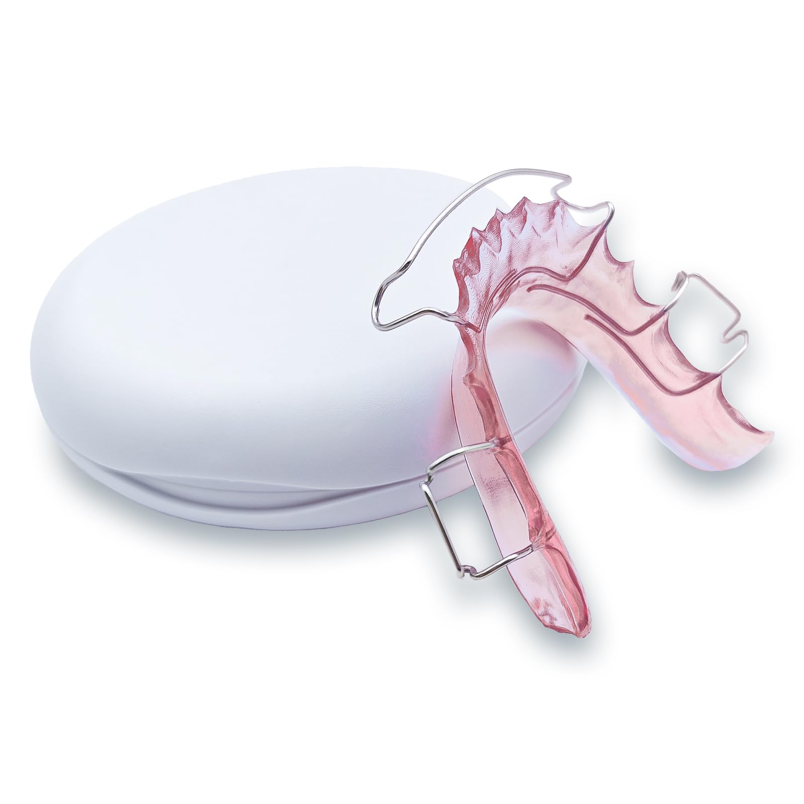 Maßgefertigte rosa Hawley-Zahnschienen für Ober- & Unterkiefer | Langlebige Zahnschiene aus Acryl & Edelstahl, verstellbar, für Erwachsene & Jugendliche, verhindert Zahnverschiebung, 2er Set