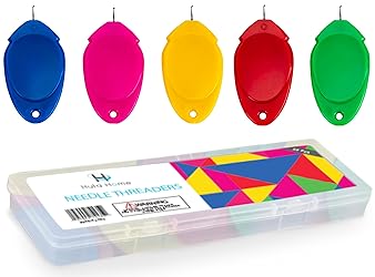 Hula Home Needle Threaders (30 Pieces), Fits All Needle Sizes, Simple Wire Loop Tool DIY Threader for Hand or Machine Sewing & Crafting with Case, 5 Colors