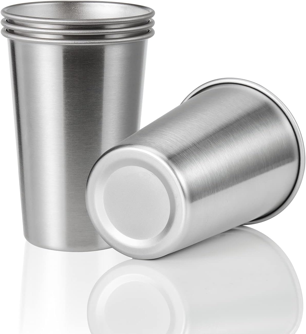 4 Pack 16oz Stainless Steel Pint Cup,Healthy Unbreakable and Stackable,Metal Drinking Glasses
