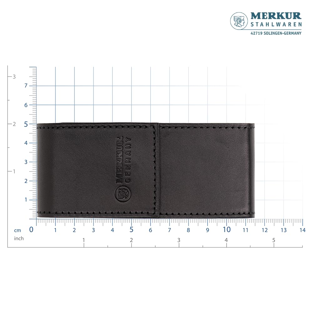 MERKUR 5005 Travel Shaving Set featuring MERKUR 23C Three-piece Safety Razor with Long Handle & Bright Chrome Finish, 10 Double Edge Blades & Black Leather Case | Made In Germany