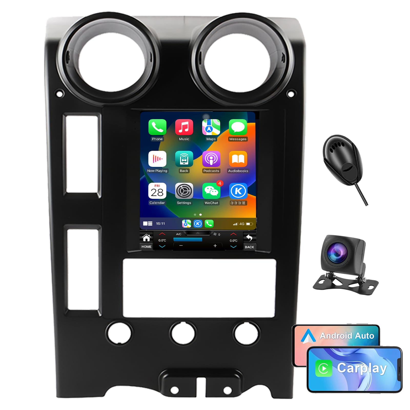 Android 14 Radio for Hummer H2 2002-2009 Tesla Style 9.7-Inch IPS 1080P Touch Screen Stereo,Support Original SWC with Bluetooth 5.0 Carplay GPS Navigation Car Multimedia Player +AHD Backup Camera,Mic