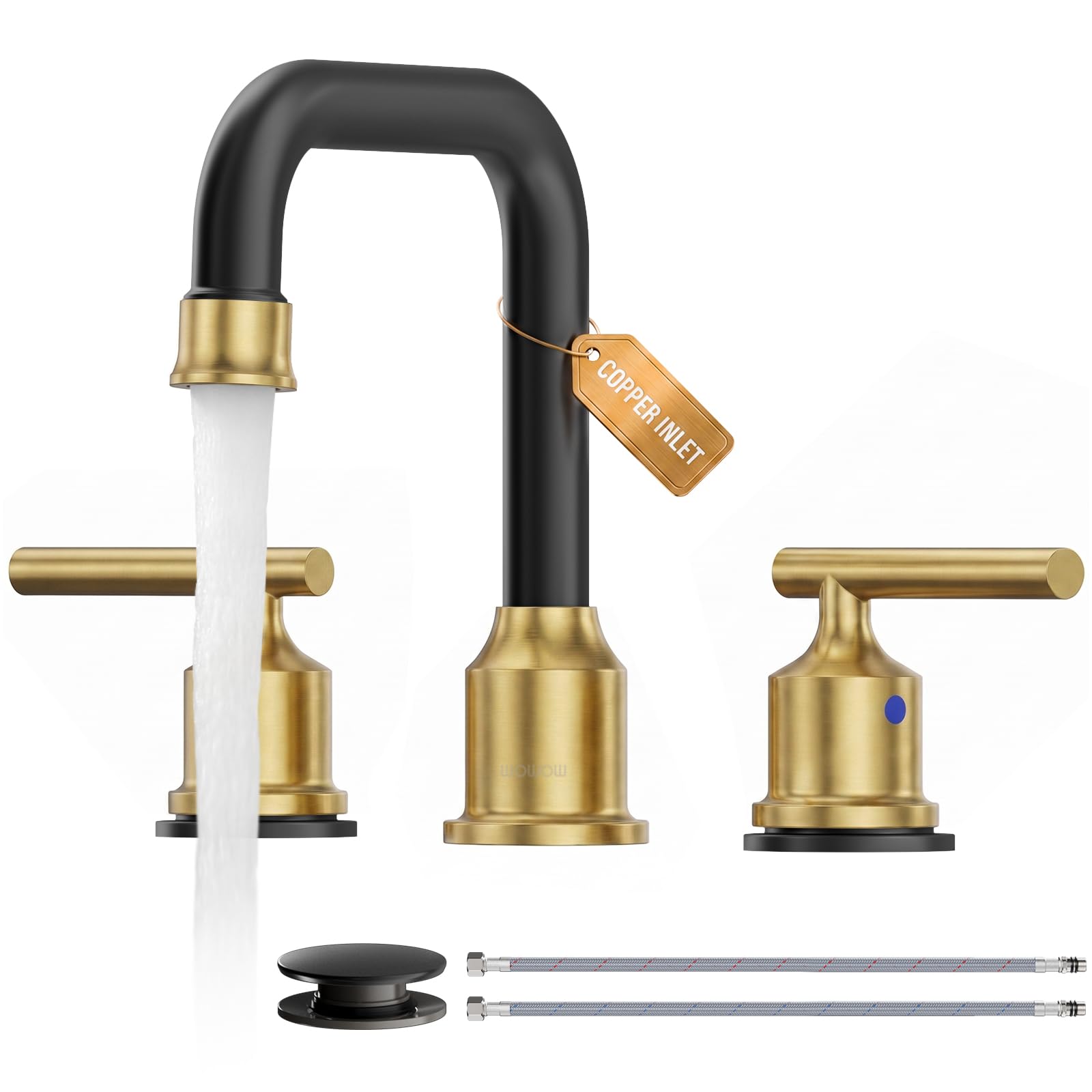 WOWOW Black Bathroom Faucet 3 Hole, Widespread Vanity Sink Faucets 8 Inch — Amazon image 21