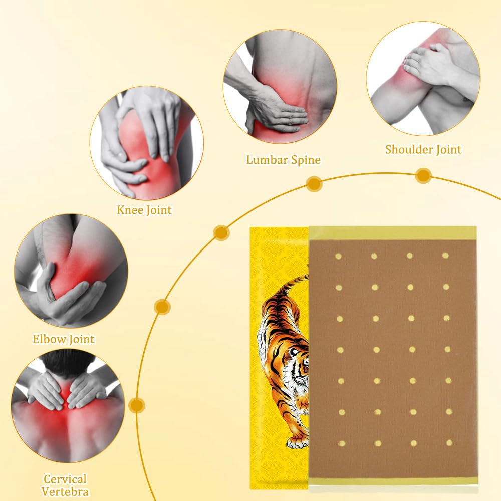 80 Pièces Patch Chauffant Dos, Patch Anti Douleur, Action Rapide et Durable, Patch Baume du Tigre Chauffant pour le Dos, les Genoux, le Cou et les Épaules