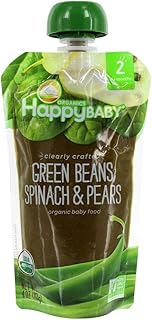 Happy Baby Organics Stage 2 Baby Food Pouches, Gluten Free, Vegan & Healthy Snack, Clearly Crafted Fruit & Veggie Puree, G...