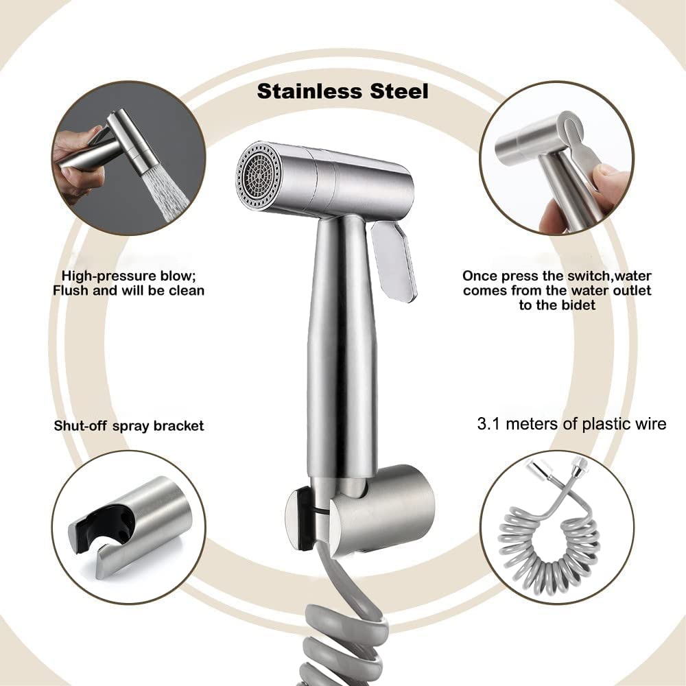 Kit Doccia Per Bidet Portatile Con Deviatore 2 Vie, Spruzzatore Per WC Con Tubo Da 150 Cm, Ideale Per Igiene Intima E Pulizia - Foto 2