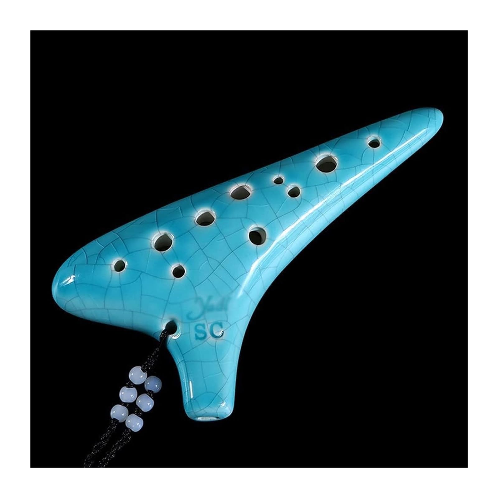Ceramiczny instrument do zabawy z 12 otworami, okaryna, odpowiedni dla początkujących, dorosłych, okaryna (biała)