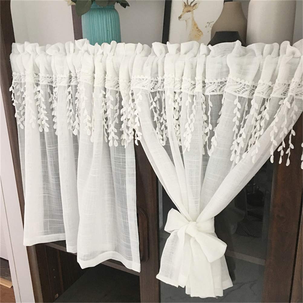Lot De 2 Rideaux Brise-Bise Courts - Blanc Transparent - 60x45 Cm - Pour Petite Fenêtre Moderne