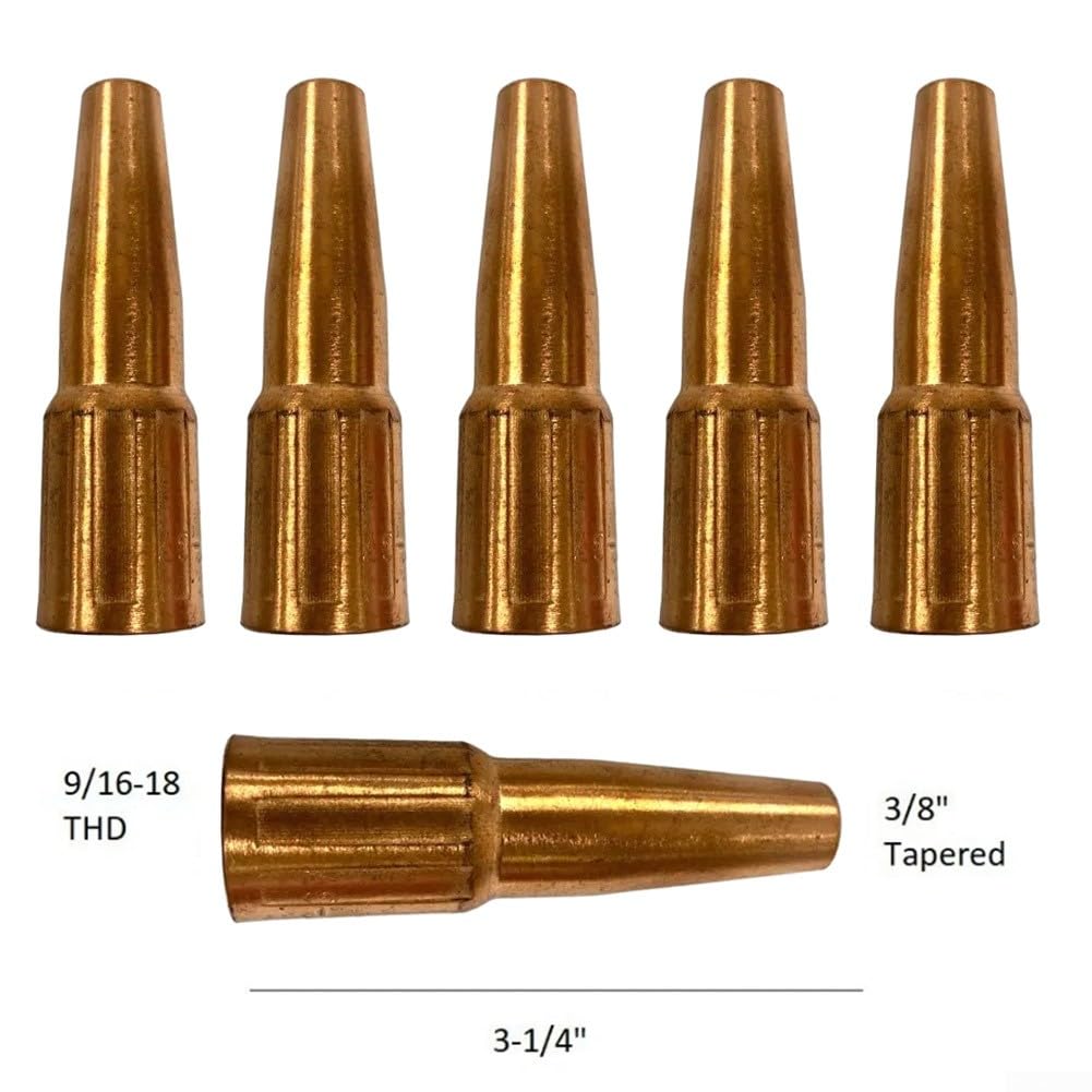 23T37 MIG - Set di 5 ugelli per saldatura a forma di cono in rame per la schermatura della guida dei gas, adatti per modelli di torce stile #2-4, accessori per saldatura industriale